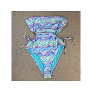 ASOS Multicolor Wave Pattern One Piece Swimsuit